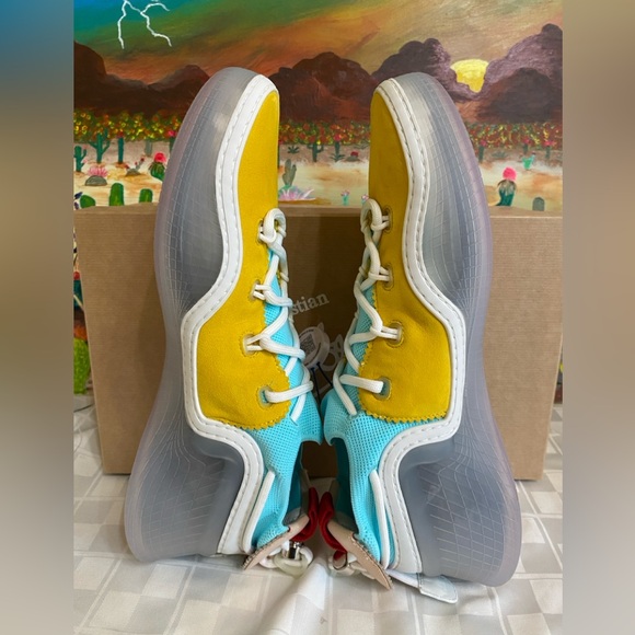 Christian Louboutin Arpoador Flat,Yellow& Blue, Suede, Men’s Size:EU44.5,US 11.5 - Picture 7 of 13